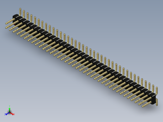 彩色公排针 100mil 2.54mm 系列-DS1022_black_76p_100mil_TypeSMT_rev1.0正等轴测缩略图