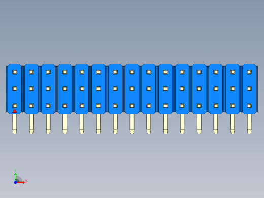 彩色公排针 100mil 2.54mm 系列-DS1022_blue_3x15p_100mil_TypeD_rev1.0前视缩略图
