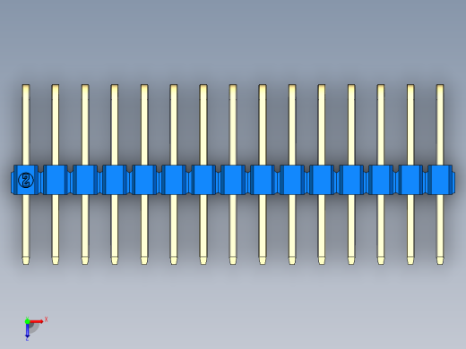彩色公排针 100mil 2.54mm 系列-DS1022_blue_3x15p_100mil_TypeD_rev1.0俯视缩略图