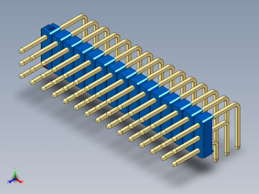 彩色公排针 100mil 2.54mm 系列-DS1022_blue_3x15p_100mil_TypeD_rev1.0正等轴测缩略图