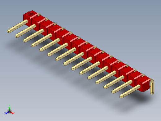 彩色公排针 100mil 2.54mm 系列-DS1022_red_1x15p_100mil_TypeD_rev1.0