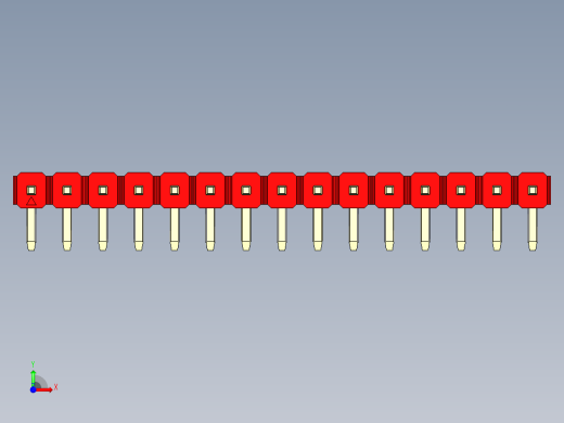 彩色公排针 100mil 2.54mm 系列-DS1022_red_1x15p_100mil_TypeD_rev1.0前视缩略图