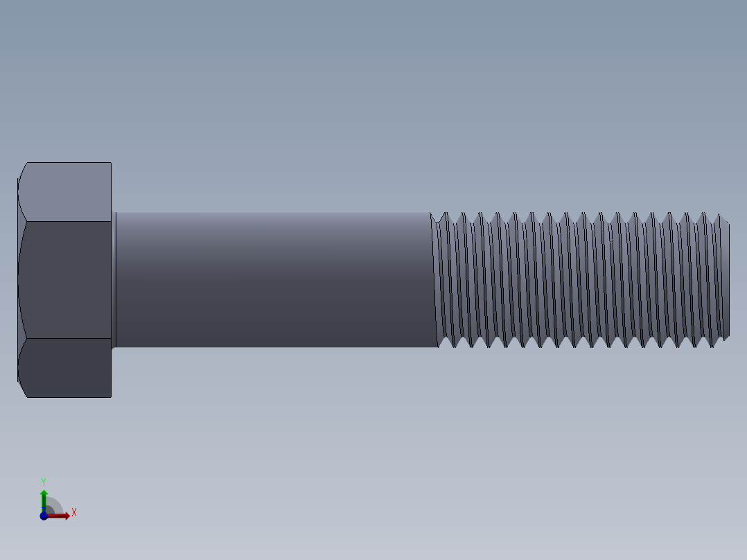 UNC 六角螺栓-Hex Bolt 0.875-9 x 4.SLDPRT前视图