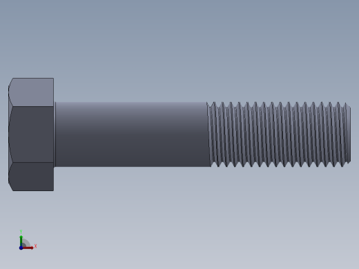 UNC 六角螺栓-Hex Bolt 0.875-9 x 4.SLDPRT前视缩略图