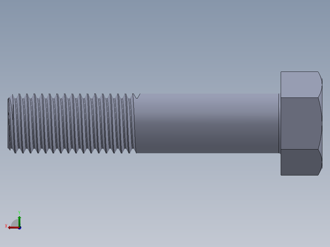 UNC 六角螺栓-Hex Bolt 0.875-9 x 4.SLDPRT后视图