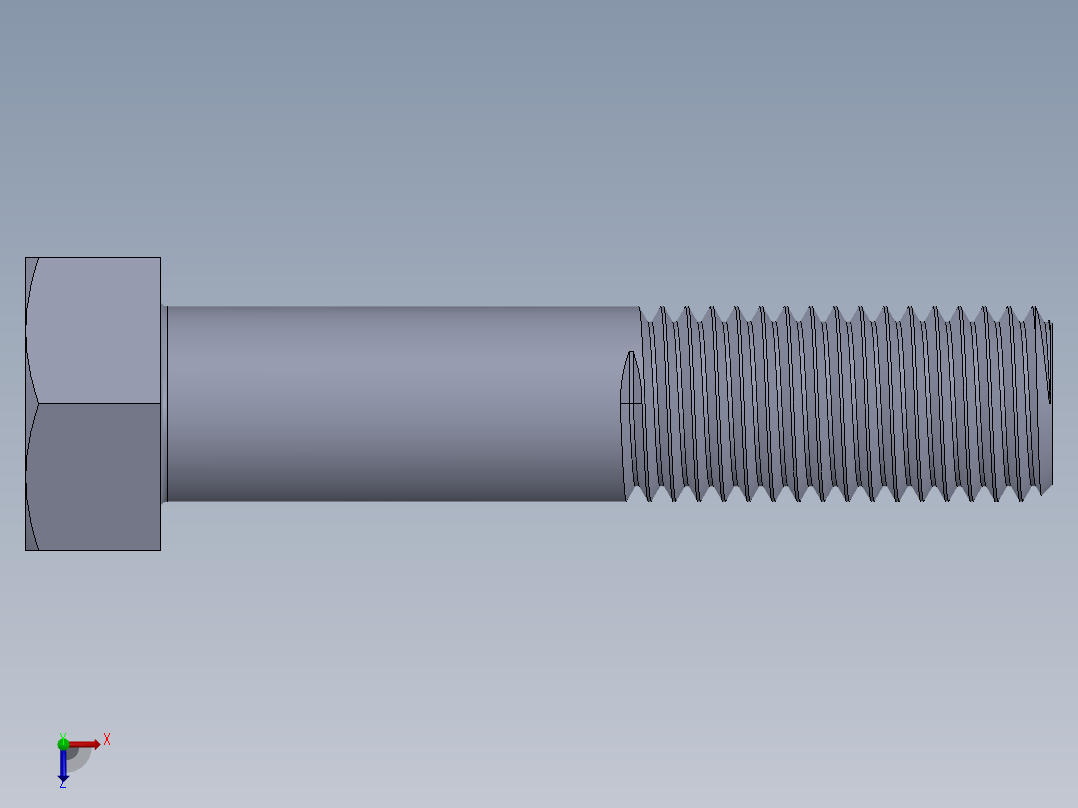 UNC 六角螺栓-Hex Bolt 0.875-9 x 4.SLDPRT俯视图