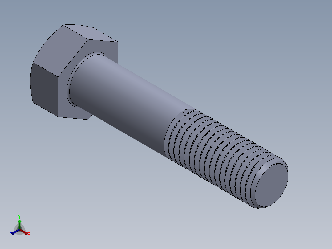 UNC 六角螺栓-Hex Bolt 0.875-9 x 4.SLDPRT正等轴测图
