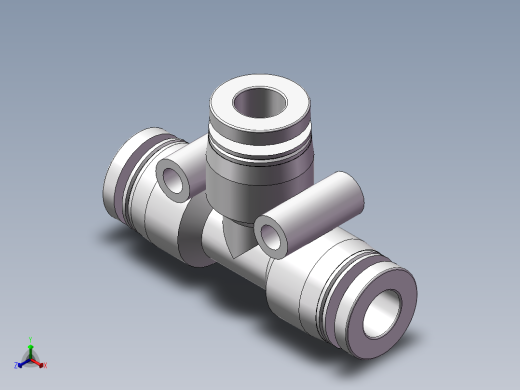 气动接头-T型三通APE6(6厘)正等轴测缩略图