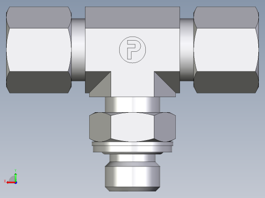 卡套式工业通用硬管接头EO_Adjustable_locknut_branch_tee_TEE08SMCF后视缩略图