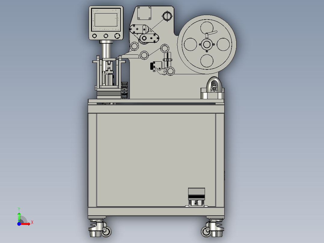 线材对折贴标机step前视图