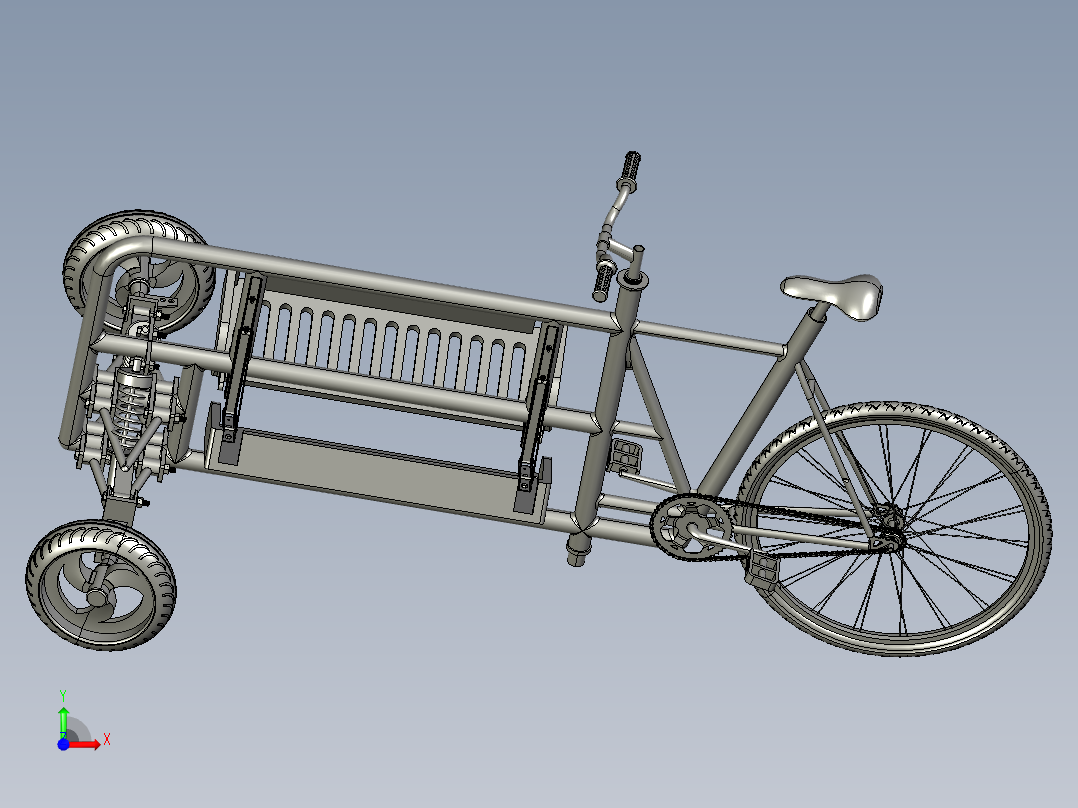 异形三轮自行车3D前视图