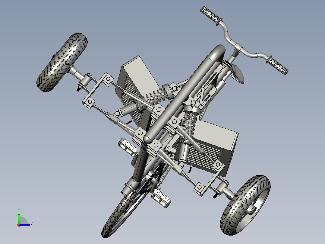 异形三轮自行车3D左视图