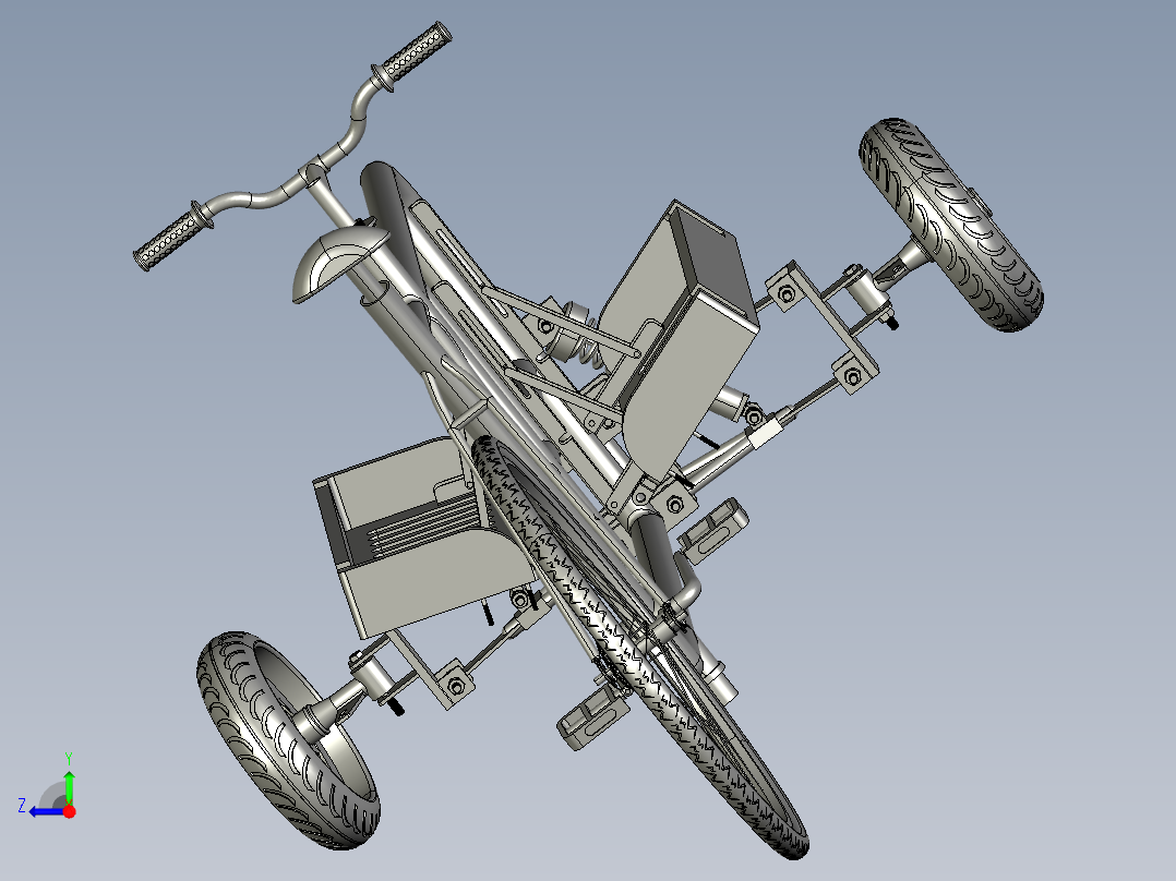 异形三轮自行车3D右视图