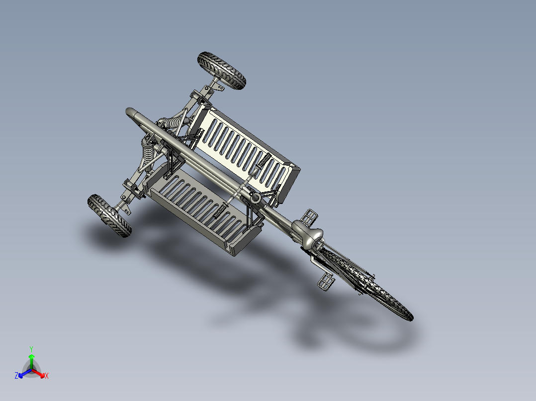 异形三轮自行车3D正等轴测图