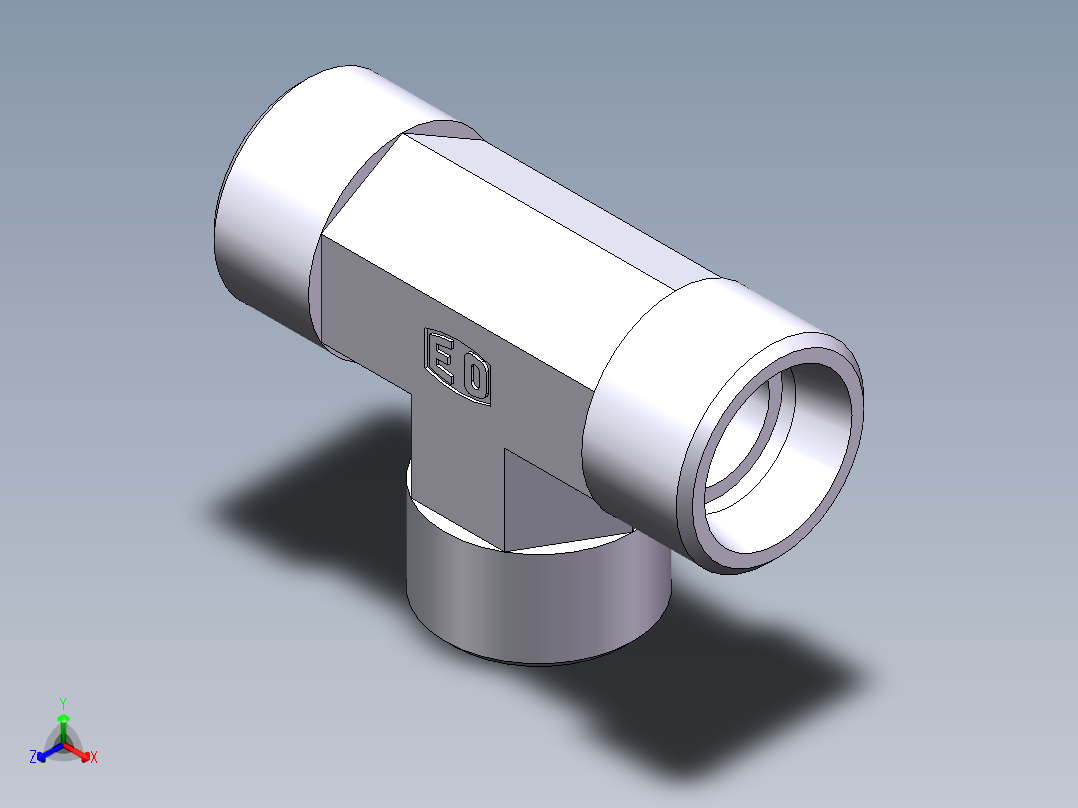 AC+AD 三通接头 T、AC-22正等轴测图