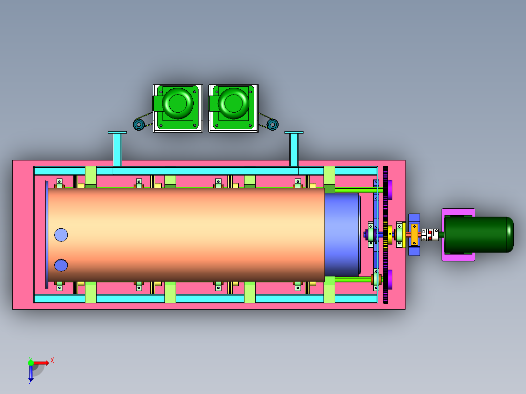 ZL-840 饲料颗粒滚筒拌料机俯视图