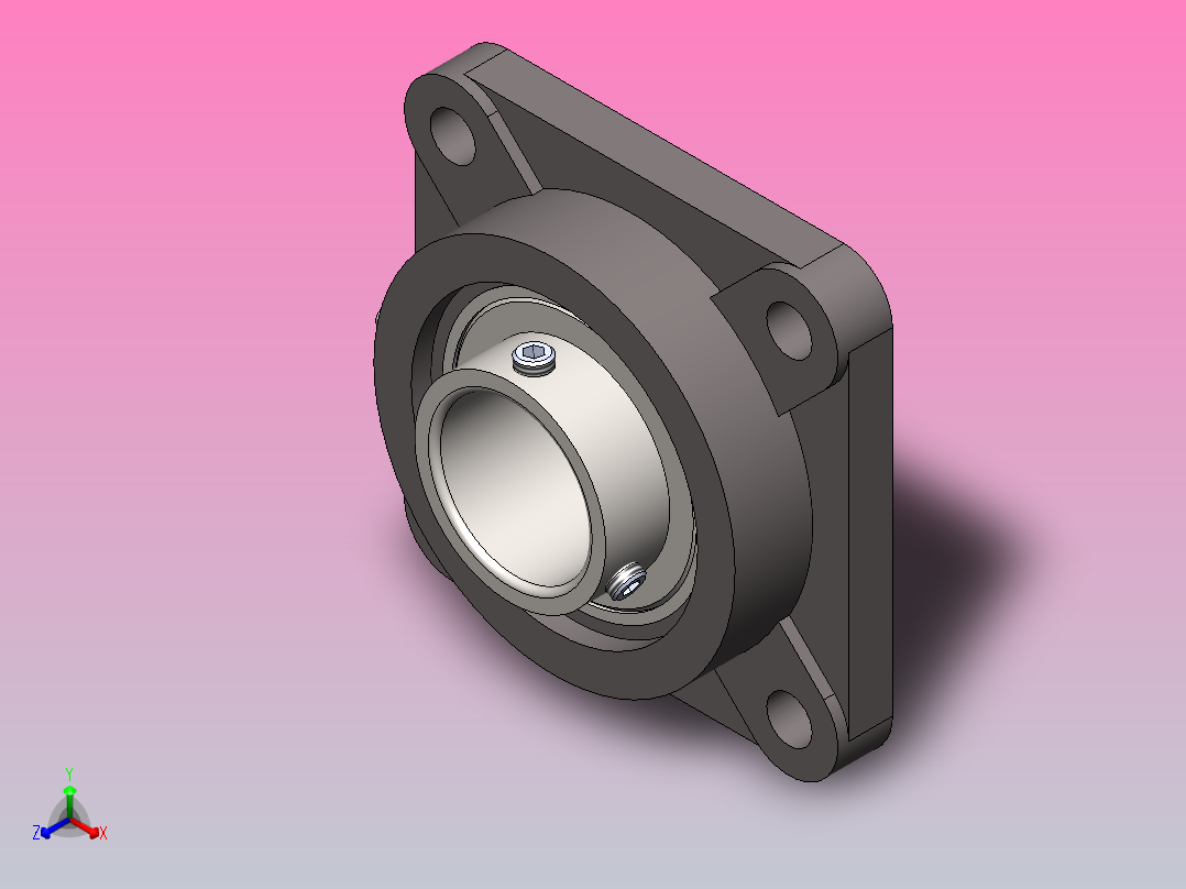 四螺栓法兰轴承装置(直径50毫米)正等轴测图