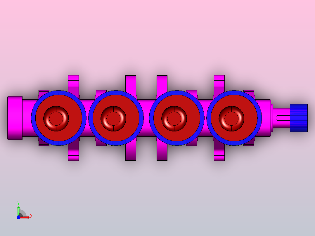 四缸发动机曲轴连杆运动分析前视图