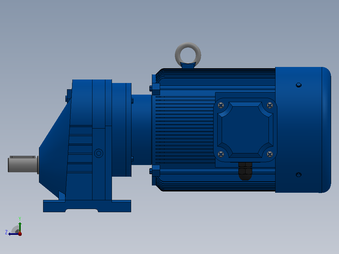 RX67底脚轴伸式安装斜齿轮减速机RX67-Y2.2-4P-100-M1-0°右视图