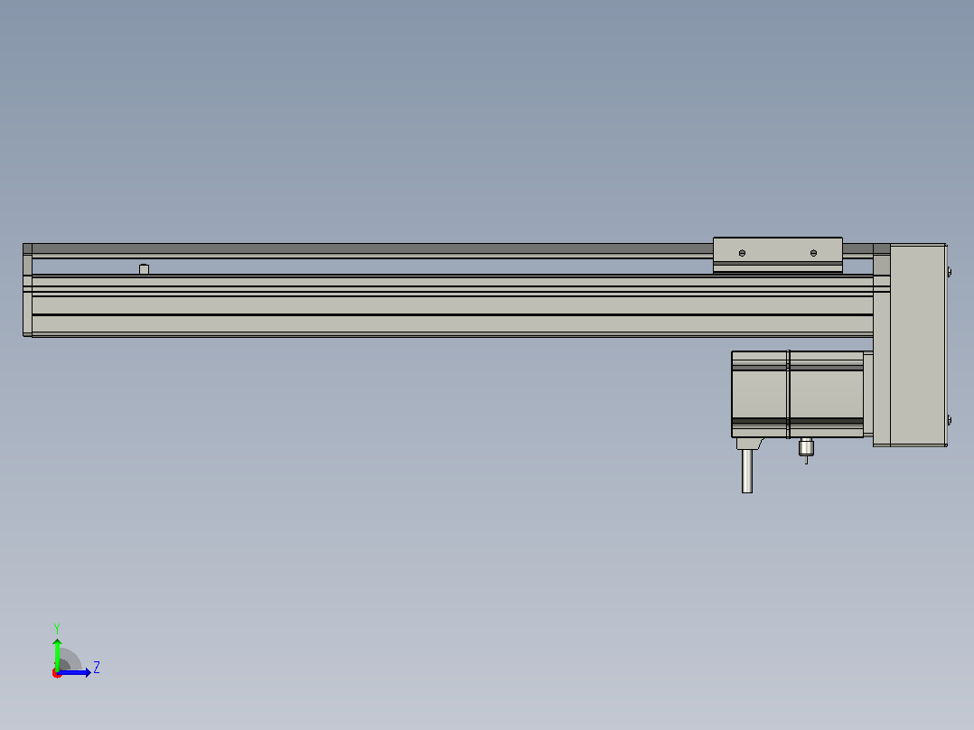 SYS12-400-BM-200W滚珠花健、支撑座、滚珠丝杠、交叉导轨、直线模组.STEP左视图