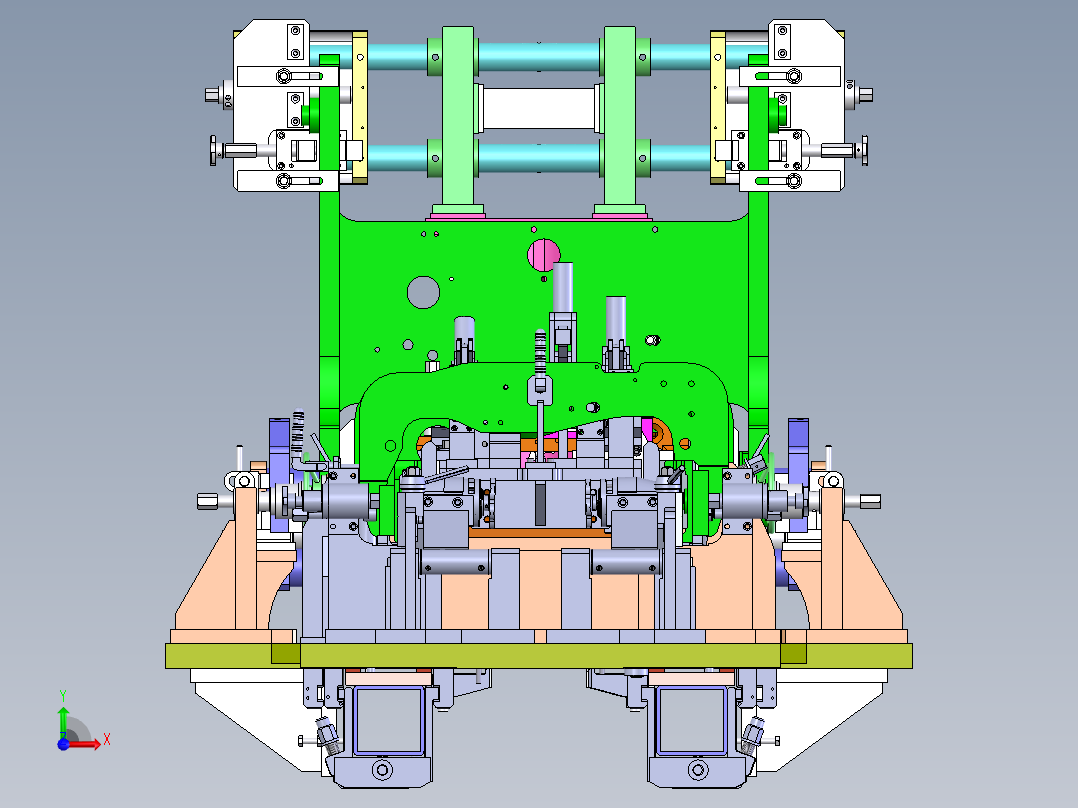 国内大型企业叉车外门架焊接工装图纸（完整版）前视图