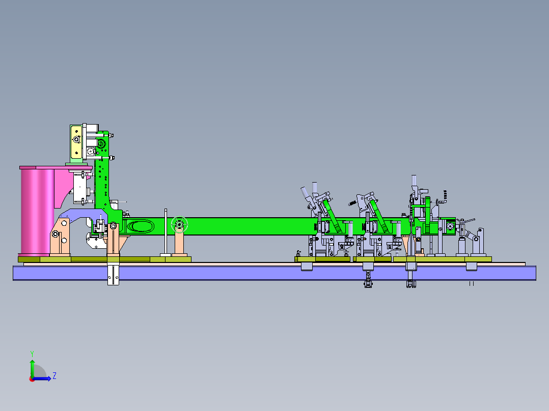 国内大型企业叉车外门架焊接工装图纸（完整版）左视图