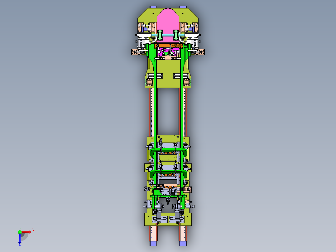 国内大型企业叉车外门架焊接工装图纸（完整版）俯视图