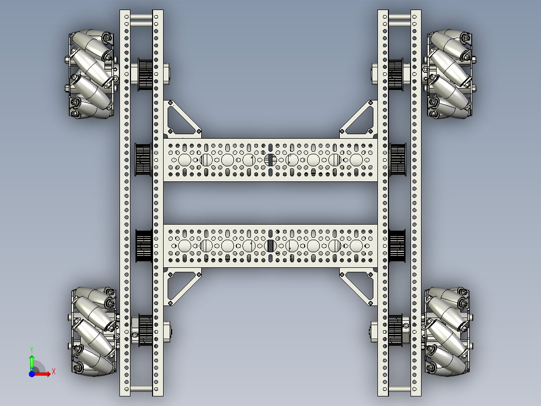麦克纳姆轮小车底盘前视图