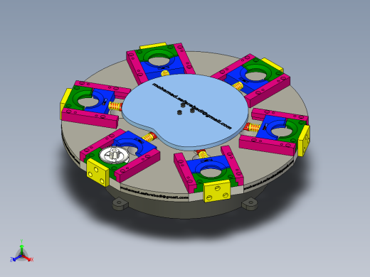 ZDH-JIAJU-001 六工位旋转夹紧机构 夹具 3D模型