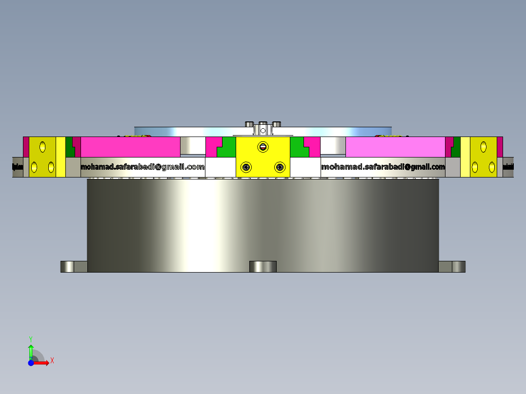 ZDH-JIAJU-001 六工位旋转夹紧机构 夹具 3D模型前视图