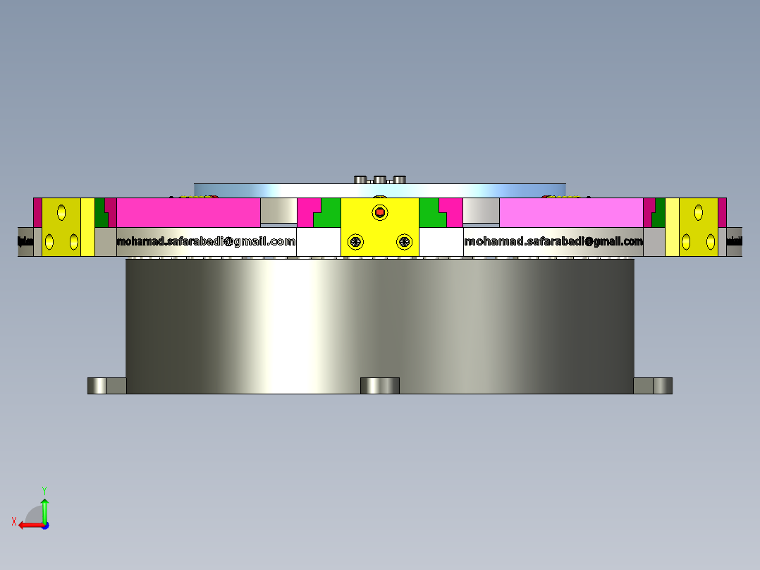 ZDH-JIAJU-001 六工位旋转夹紧机构 夹具 3D模型后视图
