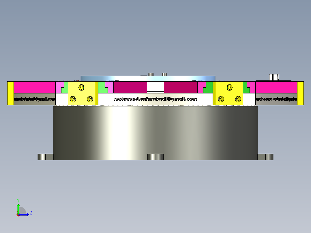 ZDH-JIAJU-001 六工位旋转夹紧机构 夹具 3D模型左视图