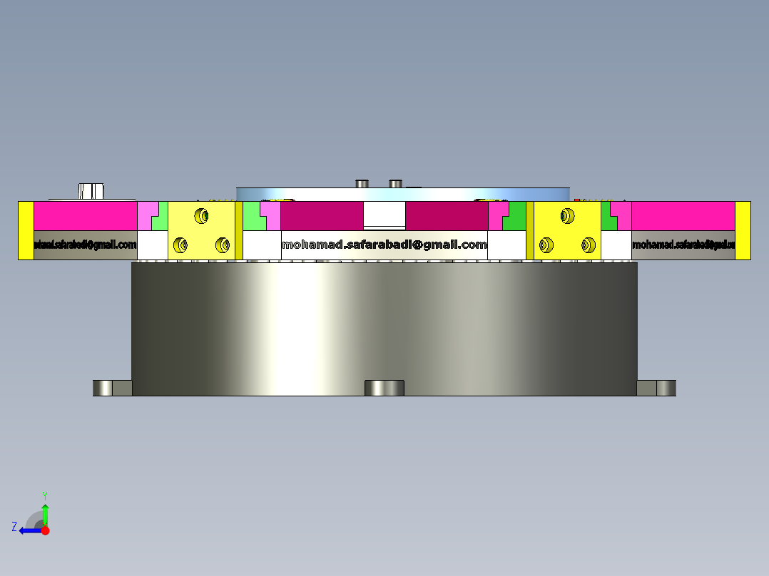 ZDH-JIAJU-001 六工位旋转夹紧机构 夹具 3D模型右视图