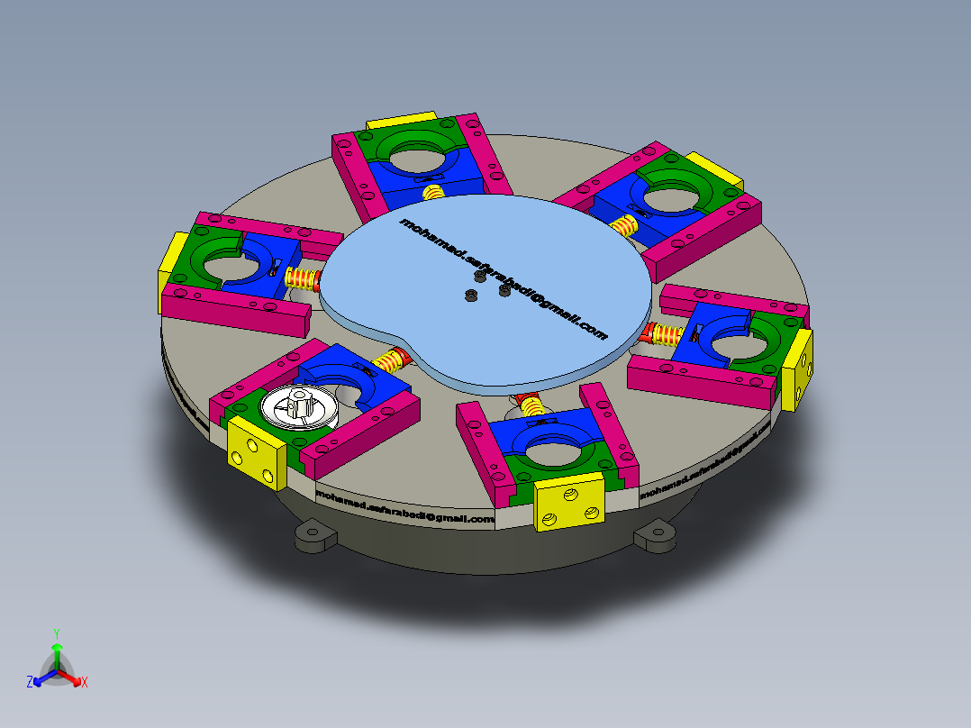 ZDH-JIAJU-001 六工位旋转夹紧机构 夹具 3D模型正等轴测图