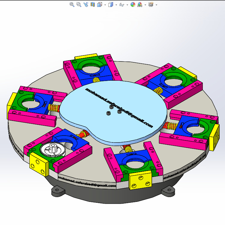 ZDH-JIAJU-001 六工位旋转夹紧机构 夹具 3D模型