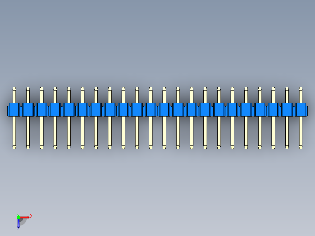 彩色公头100mil（2.54mm）系列-DS1021_blue_1x22p_100mil_Type1_rev1.0俯视图