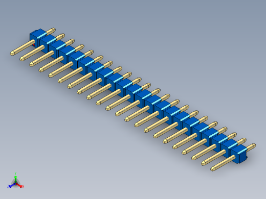 彩色公头100mil（2.54mm）系列-DS1021_blue_1x22p_100mil_Type1_rev1.0正等轴测缩略图