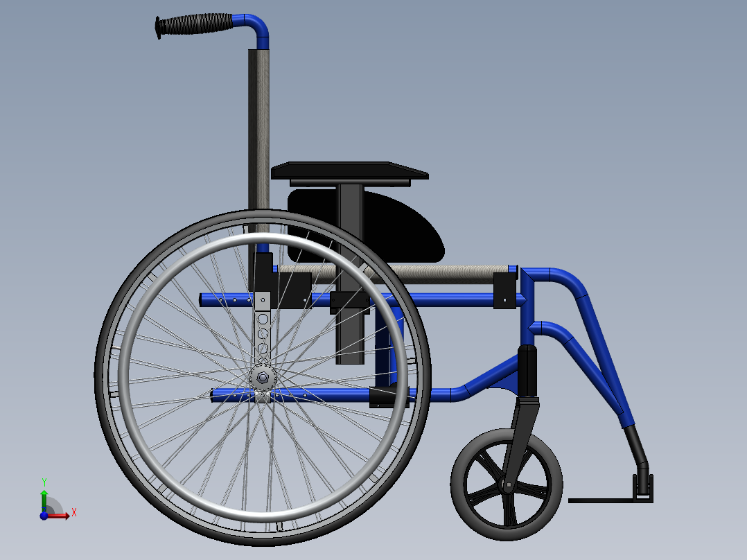 电动四轮医疗轮椅3D图纸前视图