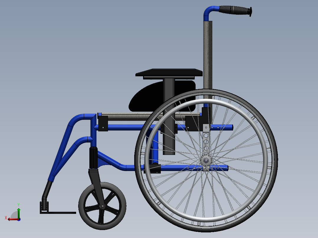 电动四轮医疗轮椅3D图纸后视图