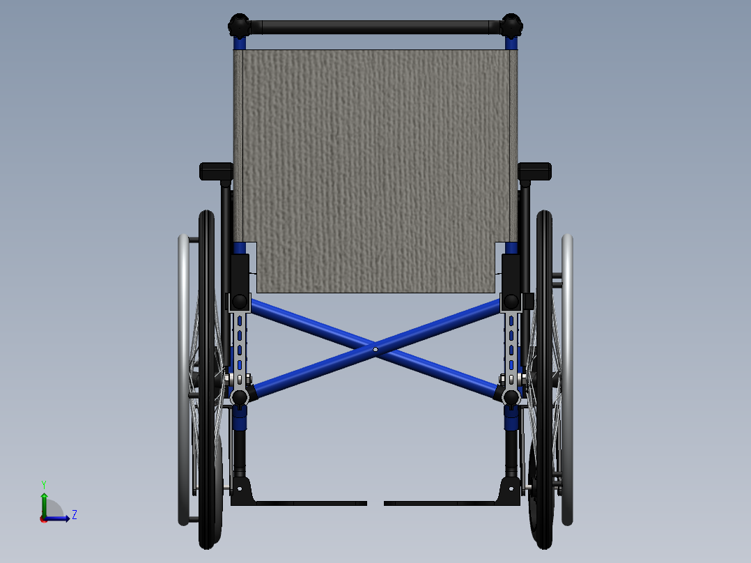 电动四轮医疗轮椅3D图纸左视图