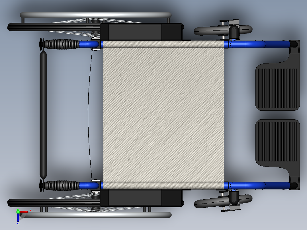 电动四轮医疗轮椅3D图纸俯视图