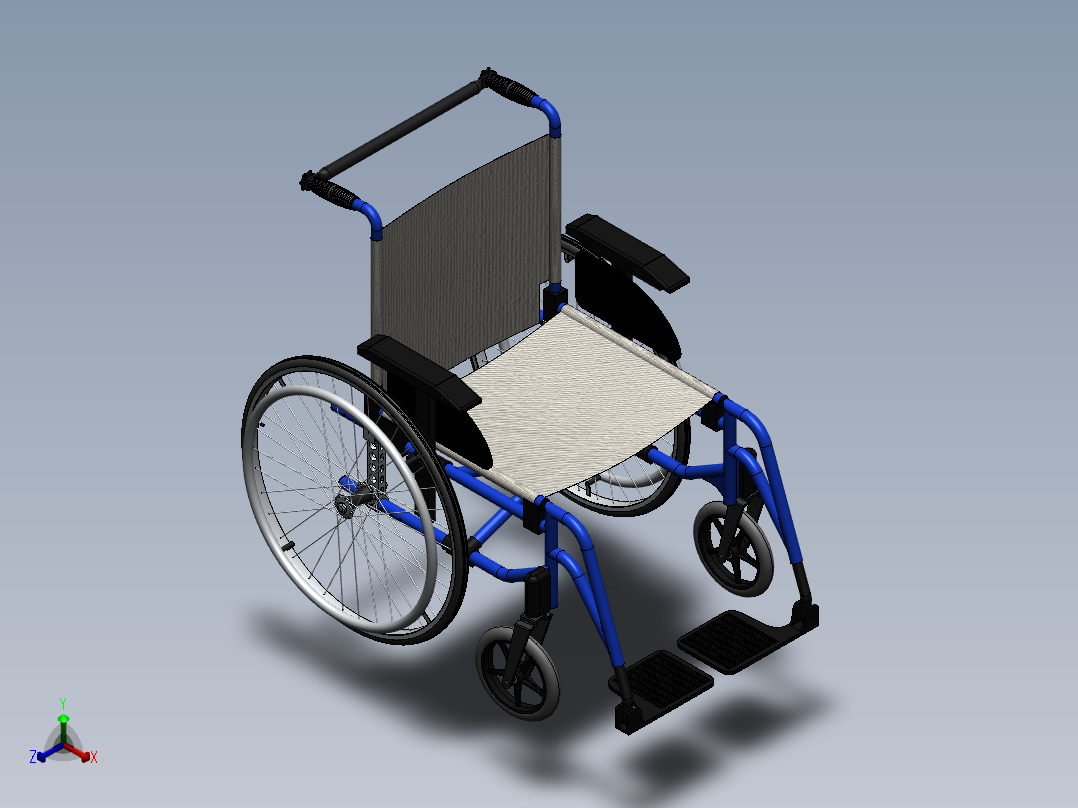 电动四轮医疗轮椅3D图纸正等轴测图