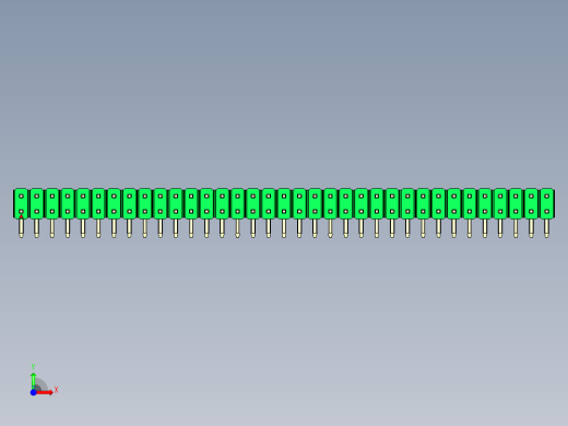 彩色公排针 100mil 2.54mm 系列-DS1022_green_2x35p_100mil_TypeD_rev1.0前视缩略图