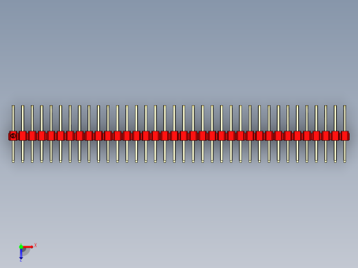 彩色公排针 100mil 2.54mm 系列-DS1022_red_3x36p_100mil_TypeD_rev1.0俯视缩略图