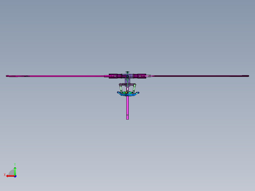 直升机动力旋转翼面后视图