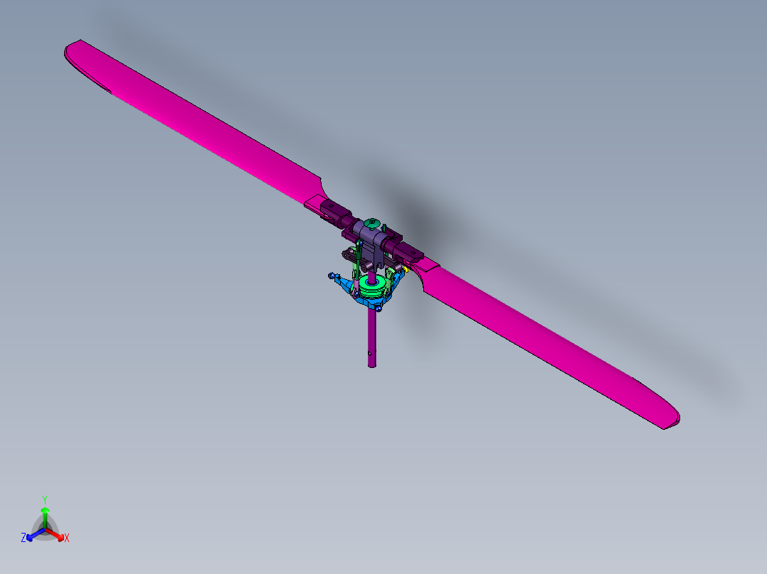 直升机动力旋转翼面正等轴测图