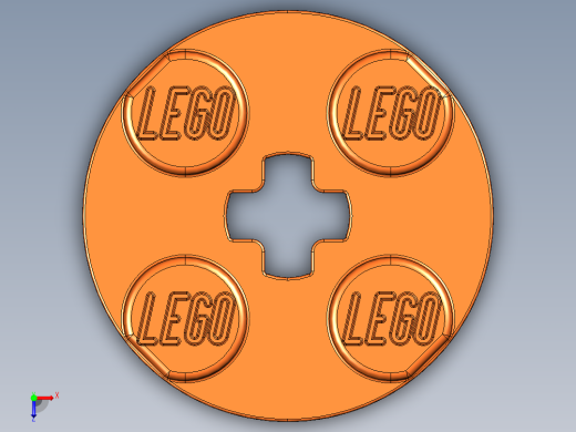 乐高零件 4032 板 2 x 2 圆形-4032 Flame Reddish Orange Plate 2 x 2 Round.STEP俯视缩略图