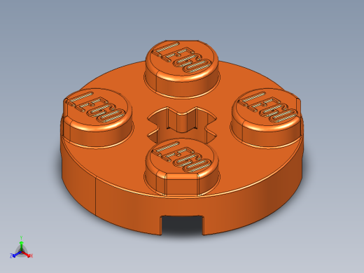 乐高零件 4032 板 2 x 2 圆形-4032 Flame Reddish Orange Plate 2 x 2 Round.STEP正等轴测缩略图