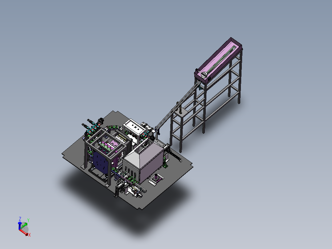全自动1托4吹瓶机（sw14可编辑+cad）