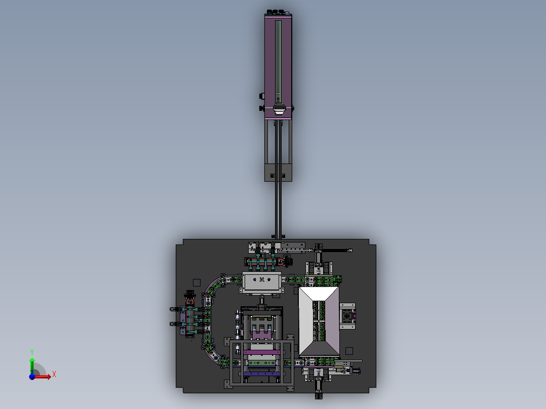 全自动1托4吹瓶机（sw14可编辑+cad）前视图